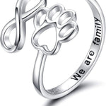 Handcrafted Paw & Heart Ring – Adjustable 925 Sterling Silver
