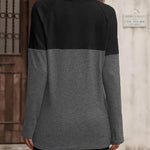 Zeagoo Women Waffle Knit Shirts Long Sleeve Colorblock Tee