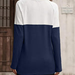 Zeagoo Women Waffle Knit Shirts Long Sleeve Colorblock Tee
