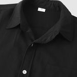 Men's Solid cotton casual lapel solid color short-sleeved shirt