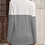 Zeagoo Women Waffle Knit Shirts Long Sleeve Colorblock Tee