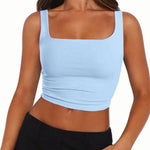 Zeagoo Square Neck Sleeveless Crop Tops
