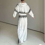 Retro Gradient Color Hooded Short Sweatshirt Wide-leg Pants Two-piece Set