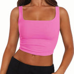Zeagoo Square Neck Sleeveless Crop Tops
