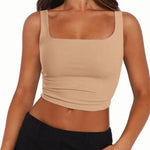 Zeagoo Square Neck Sleeveless Crop Tops