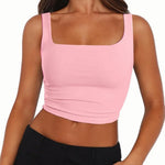 Zeagoo Square Neck Sleeveless Crop Tops