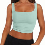 Zeagoo Square Neck Sleeveless Crop Tops