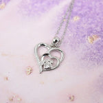 Sterling Silver Paw & Heart Necklace with Zirconia