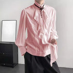 French Retro-fitted Ruffle Draped Shirt
