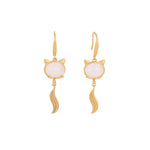 Buddha Stones FengShui White Jade Fox Fortune Earrings