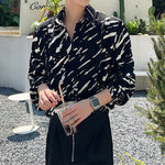 Splattered Graffiti Print Balloon Sleeve Shirt