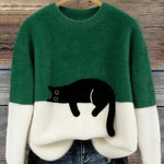 Ana - Jersey Elegante con Diseño de Gato