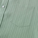 Men's solid color striped textured casual button-down Short Sleeve Shirt