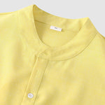 Men's Solid Color Half Button Stand Collar Short Sleeve Shirt