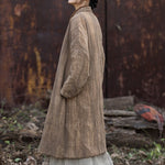 Ramie Hand-tied Tie-dyed Padded Thickened Women's Long Cotton Coat