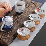 Buddha Stones Vintage Plum Orchid Bamboo Chrysanthemum Lotus Koi Fish Ceramic Teacup Kung Fu Tea Cups
