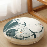 Buddha Stones Lotus Simple Pattern Linen Meditation Seat Cushion Home Living Room Decoration