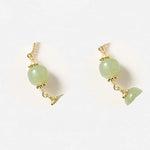 Buddha Stones 14K Gold Plated Hetian Jade Golden Rose Flower Luck Chain Bracelet