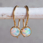 Timeless Gold Plated White Opal Earrings