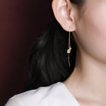 Buddha Stones 925 Sterling Silver Year of the Rabbit Hetian White Jade Happiness Drop Earrings (Extra 35% Off | USE CODE: FS35)