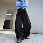 Scimitar Button Loose Casual Wide-leg Pants