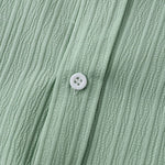 Men's solid color striped textured casual button-down Short Sleeve Shirt