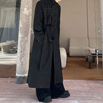 Retro Stand-up Collar Buttoned Woolen Long Over-the-knee Windbreaker