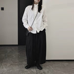 Stand-up Collar Loose Solid Color Shirt