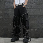 Heavy Pleated Patchwork Loose Drape Jeans