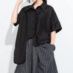 Womenâ€™s Patchwork Irregular Collar T-shirt