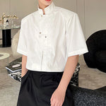 Stand Collar Zip Short Sleeve Shirt