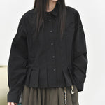 Women's 3D Patchwork Floral Print Pleated Hem Shirt