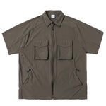 Multi-pocket Loose Two-way Zip Collar T-shirt