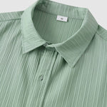 Men's solid color striped textured casual button-down Short Sleeve Shirt