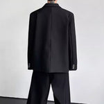 Metal Buckle Shoulder Padded Loose Suit Jacket