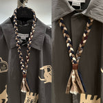 Vintage Cotton and Linen Braided Tie Necklace
