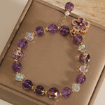 Natural Amethyst Pearl Flower Charm Positive Transformation Bracelet