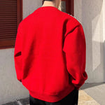 Red Retro Beaded Knit Cardigan