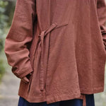 Loose Cotton Cross Front Hanfu Kimono Cardigan