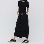 Irregular Pleated Puffy Straight Parachute Skirt