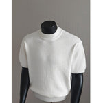 Turtleneck Short-sleeved Striped Sweater