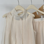 Women's Sleeveless Ribbon-Tie Top and  Maxi Skirt Two-Piece Set