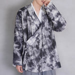 Ink-print Cross-neck Short Cardigan