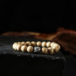 Buddha Stones Tibet Peach Wood Lotus Cinnabar Bagua Yin Yang Luck Wealth Bracelet