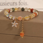 Buddha Stones Multicolored Rutilated Quartz Auspiciousness Zircon Flower Bracelet