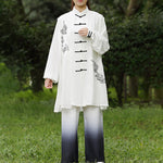 Buddha Stones Auspicious Clouds Gradient Meditation Prayer Spiritual Zen Tai Chi Qigong Practice Women's Clothing Set