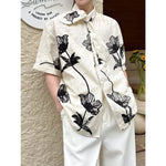 3D Embroidered Bow Tie Short-Sleeve Shirt