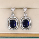 Oval Sapphire Paved Zirconia Earrings