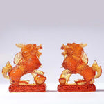 Buddha Stones Feng Shui Kirin Handmade Liuli Crystal Art Piece Fortune Home Office Decoration
