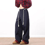 Vintage Plaid Patchwork Cotton Wide-leg Pants